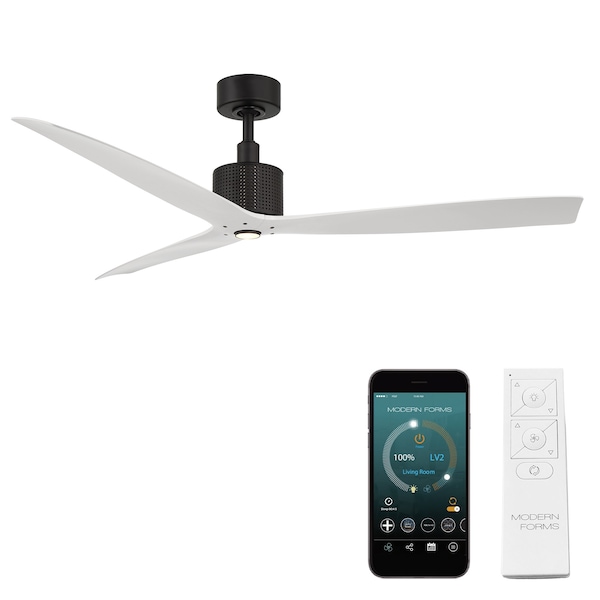 Modern Forms Fans Spinster Indoor or Outdoor Smart Ceiling Fan 3000K LED in Matte Black/Matte White FR-W2404-60L-MB/MW - main